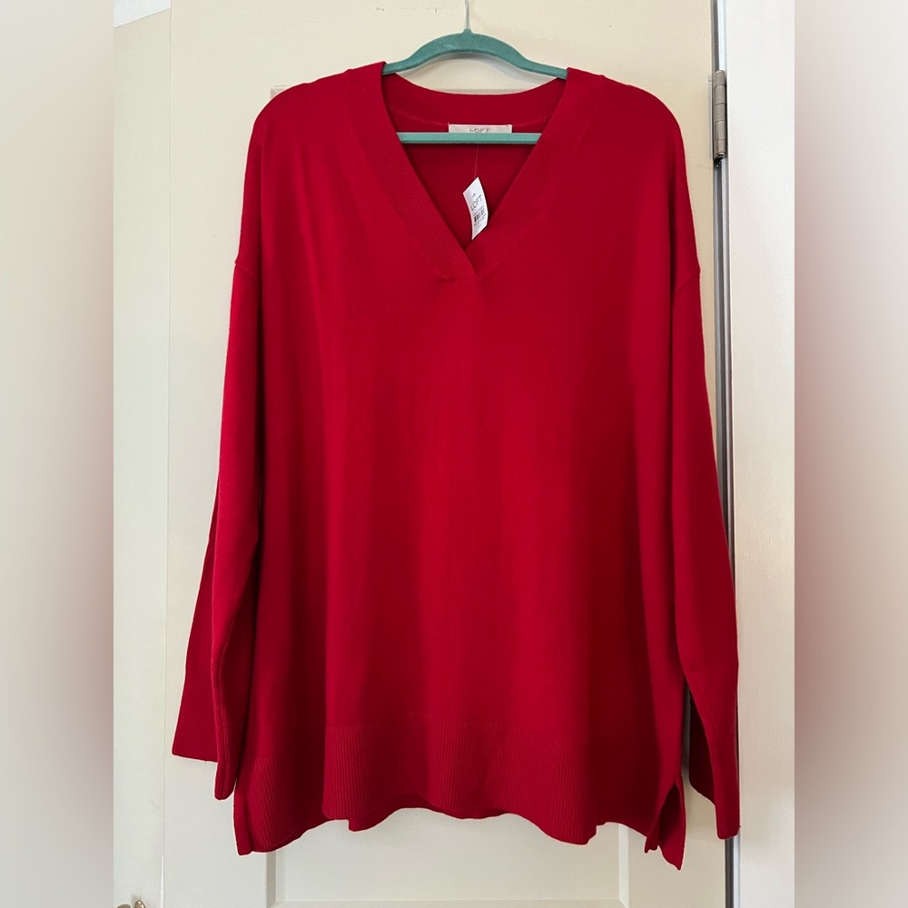 LOFT vibrant red tunic SUPER SOFT